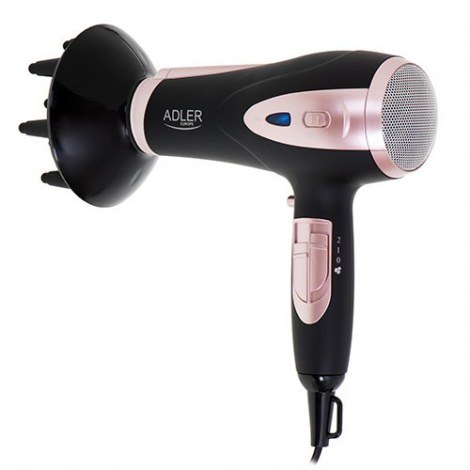Adler | Hair Dryer | AD 2248b ION | 2200 W | Number of temperature settings 3 | Ionic function | Diffuser nozzle | Black/Pink - 2